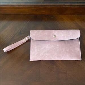 Chic Pink Suede Wristlet Clutch